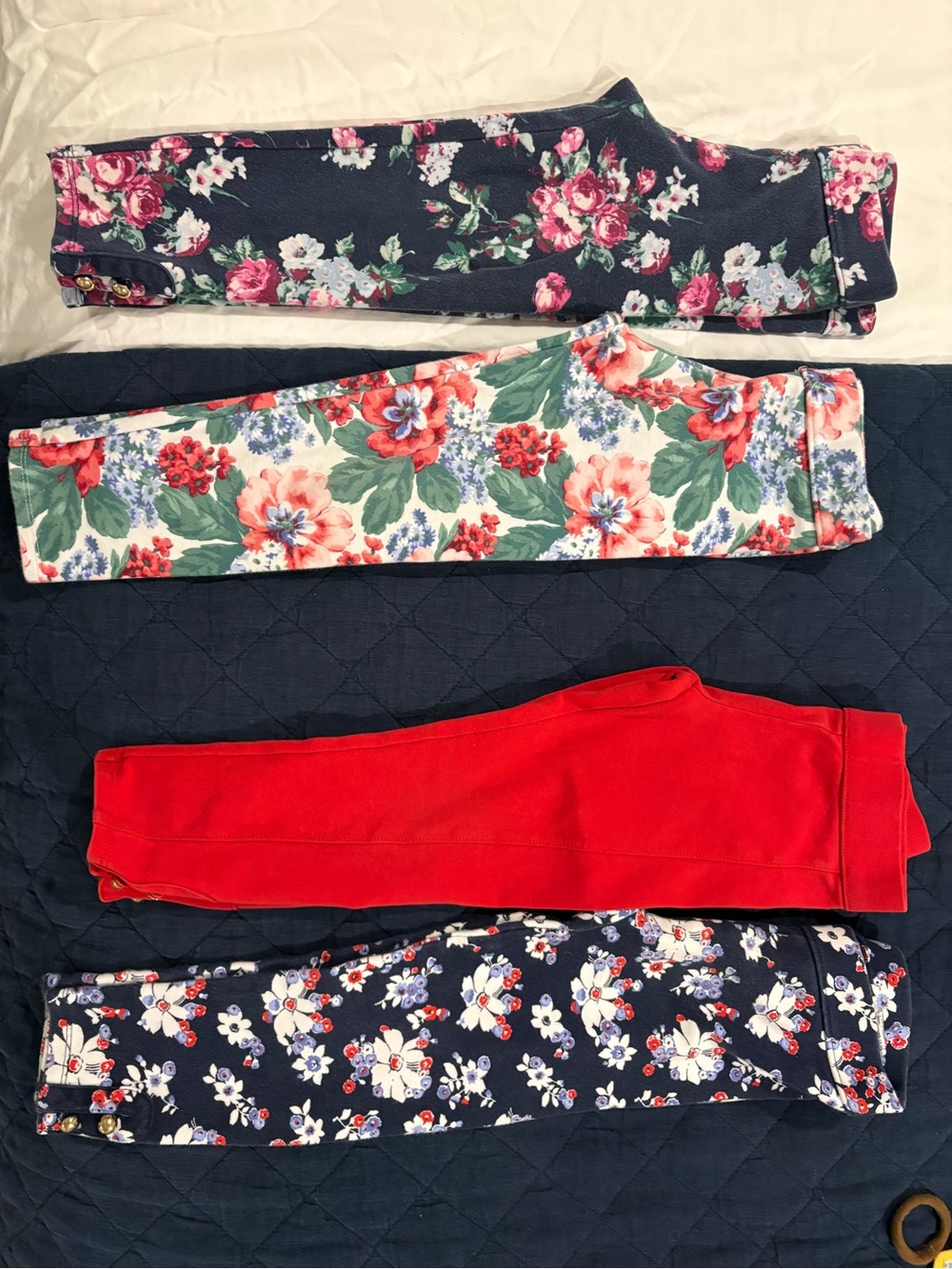 Janie and Jack Floral & Red Leggings Pack - Navy, Red, Multicolor